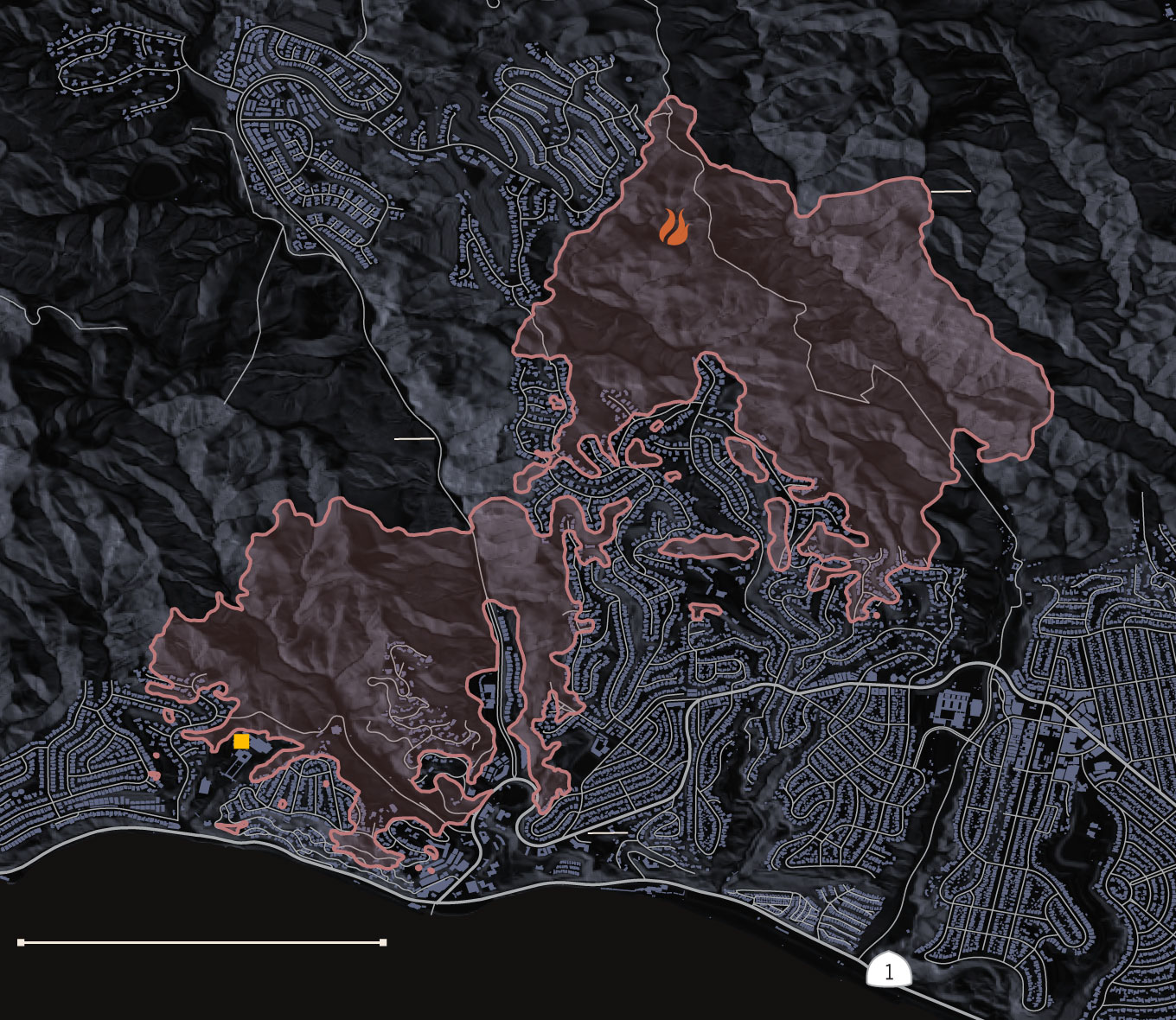Map shows Palisades Fire perimeter at 3:17 p.m.